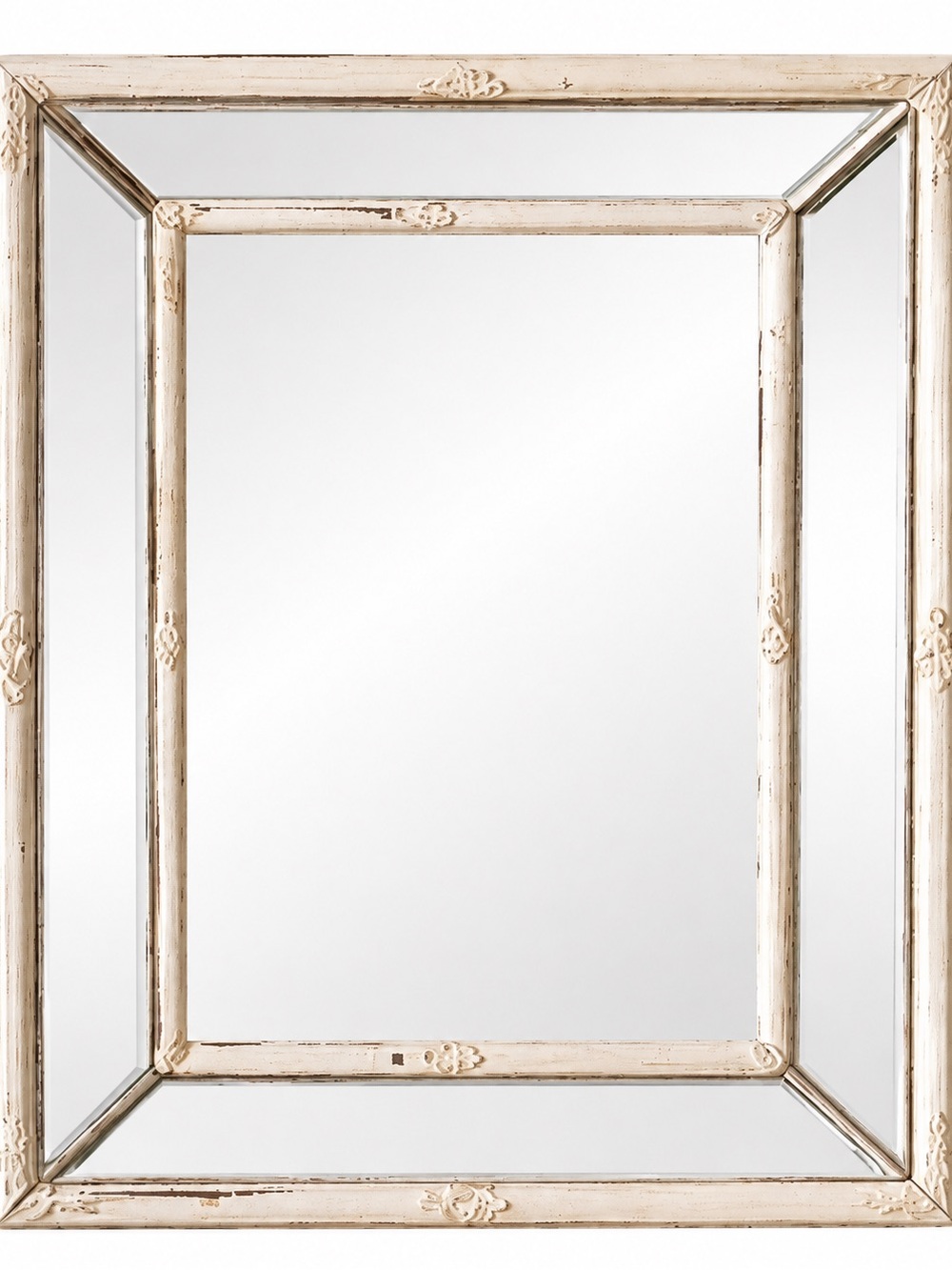 Vintage Inspired Distressed Ivory Mirrored Wall Frame 8x10 by